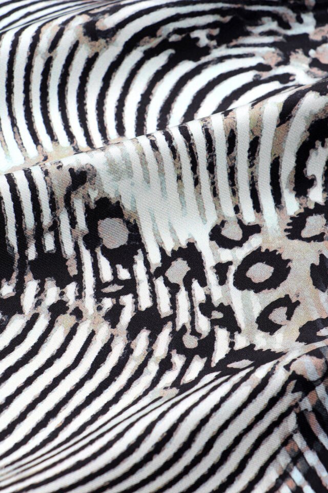 Aqua Green Zebra Leopard Pattern Twill Silk Scarf - 4