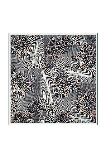 Aqua Green Zebra Leopard Pattern Twill Silk Scarf 