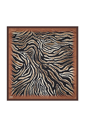 Copper Zebra Pattern Twill Silk Scarf 