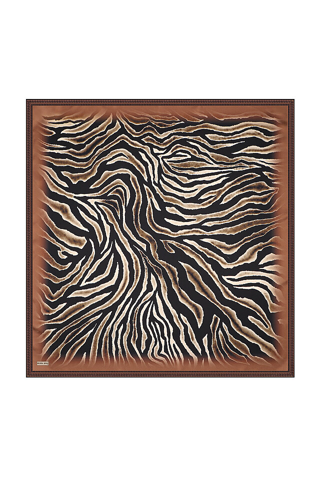 Copper Zebra Pattern Twill Silk Scarf 