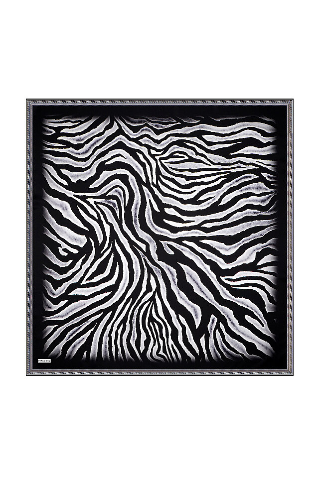Gray Zebra Pattern Twill Silk Scarf 