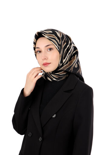 Mink Zebra Pattern Twill Silk Scarf 