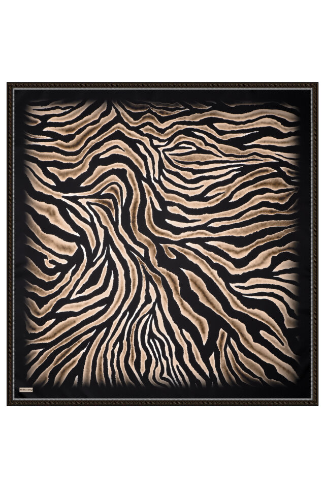 Mink Zebra Pattern Twill Silk Scarf - 3