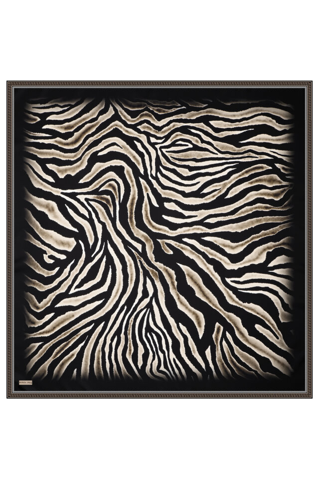 Stone Zebra Pattern Twill Silk Scarf - 3