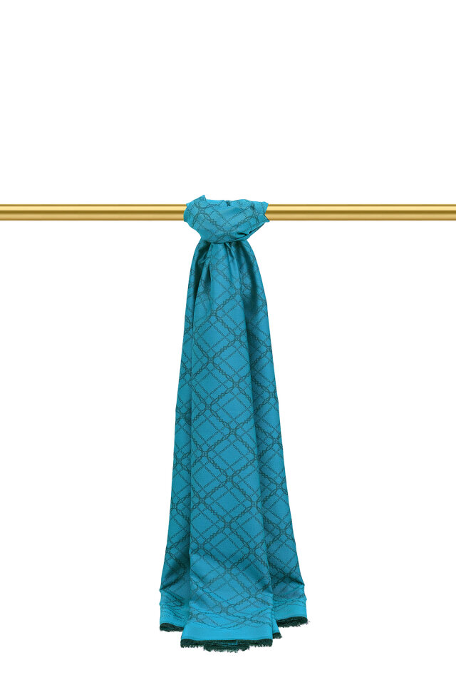 Camgöbeği Zincir Desen Jakarlı İpek Şal - Bursa İpek