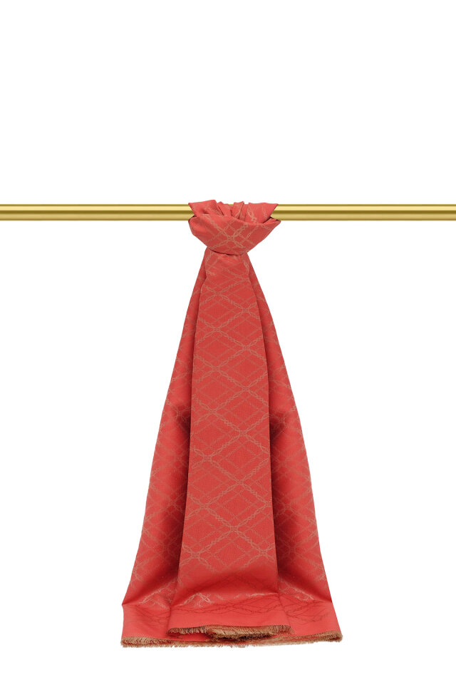 Narçiçeği Zincir Desen Jakarlı İpek Şal 