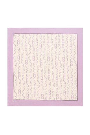 Lila Zincir Desen Twill İpek Eşarp 