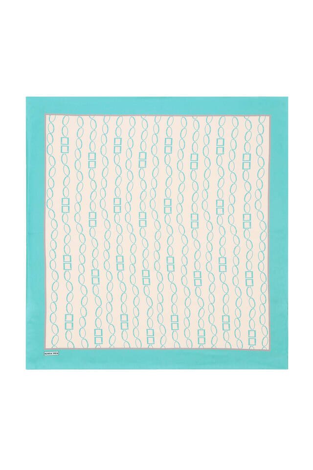 Mint Zincir Desen Twill İpek Eşarp - 2