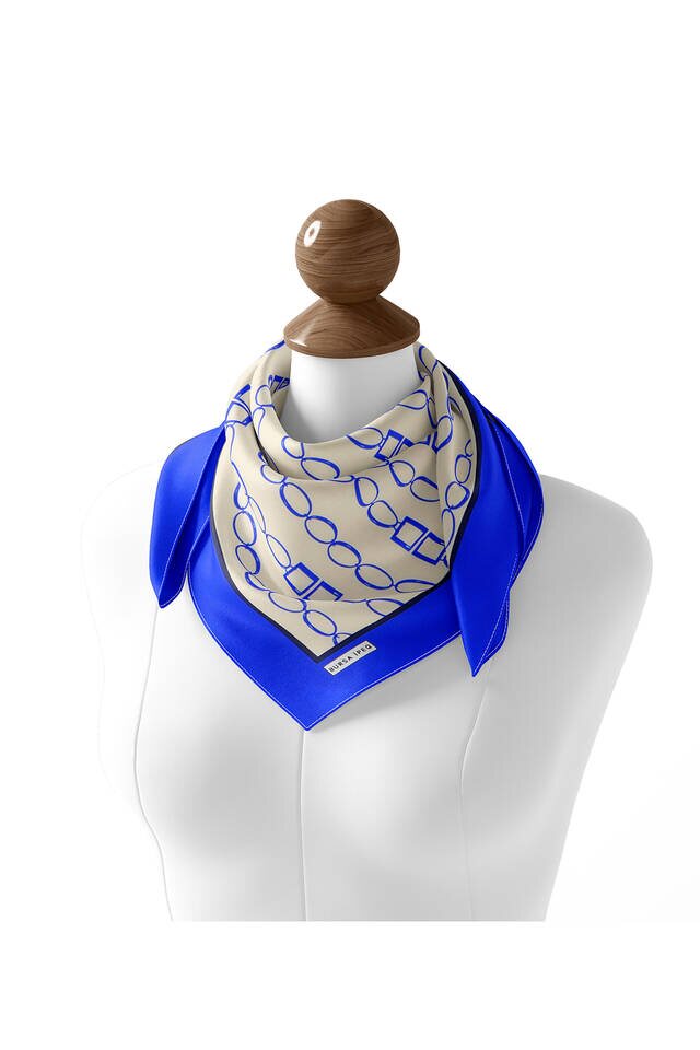 Saks Zincir Desen Twill İpek Eşarp - 3