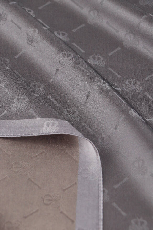 Füme Zincir Monogram Desen İpek Şal - 5