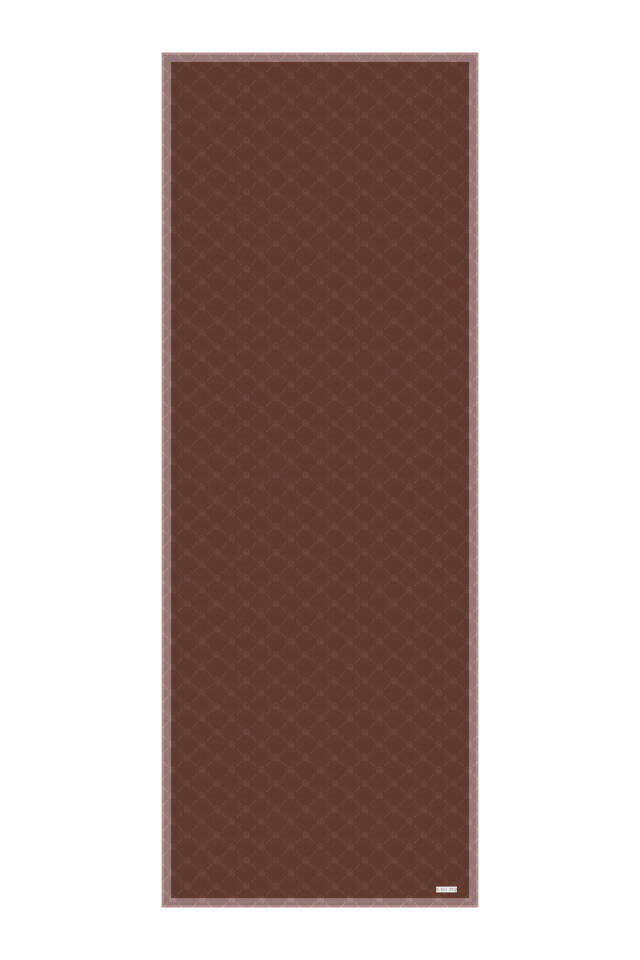 Kahverengi Zincir Monogram Desen İpek Şal - 4