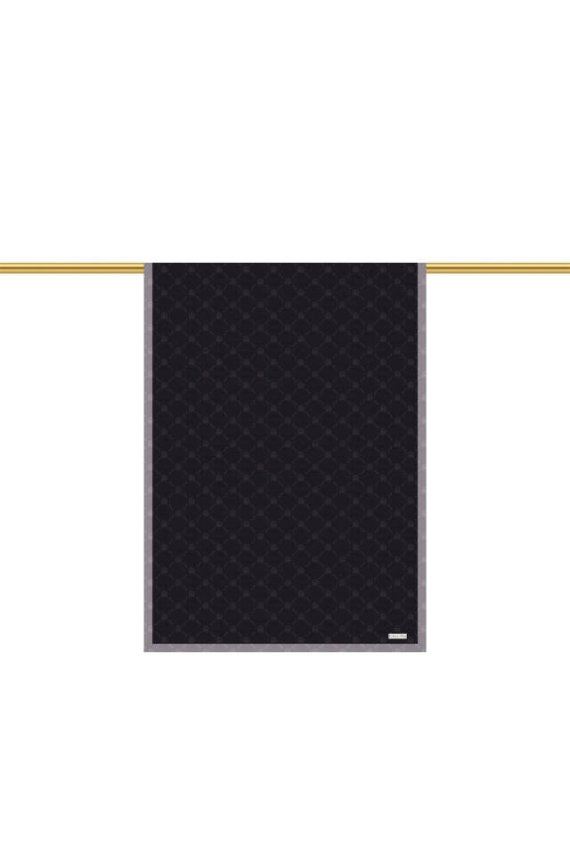 Siyah Zincir Monogram Desen İpek Şal - 3