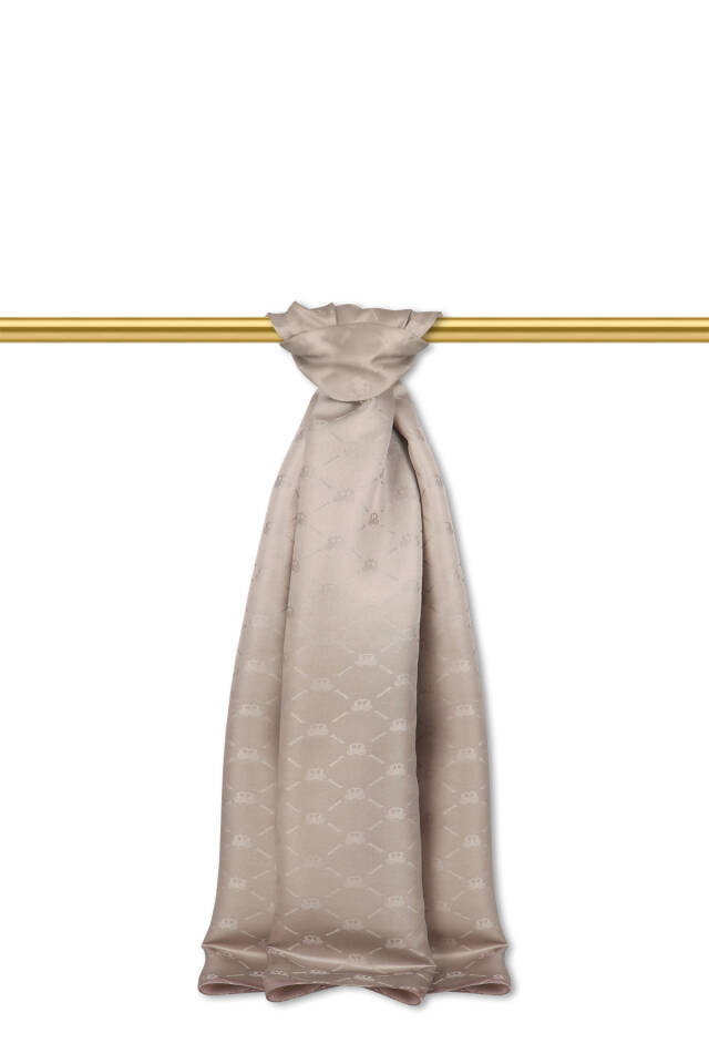 Taş Zincir Monogram Desen İpek Şal 