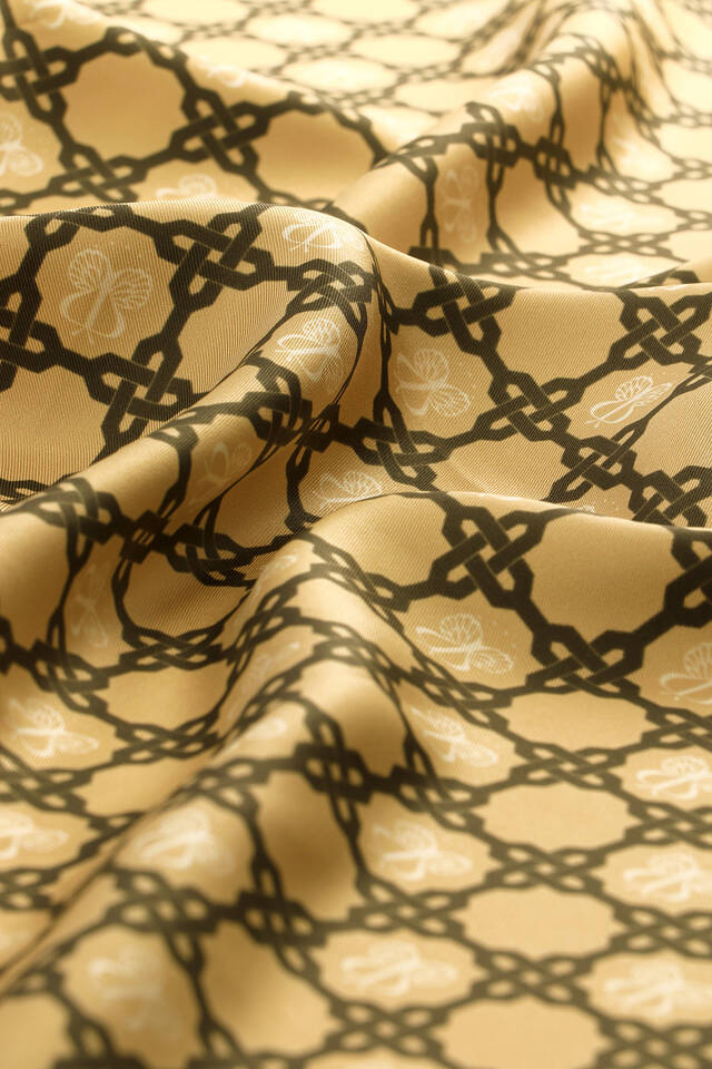 Asit Yeşil Zincir Monogram Twill İpek Eşarp - 3