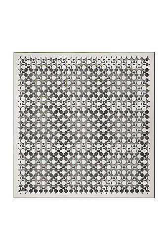 Gri Zincir Monogram Twill İpek Eşarp 