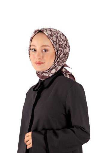 Mürdüm Zincir Monogram Twill İpek Eşarp 